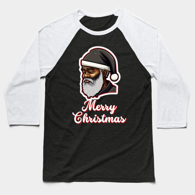 Black Santa, African American Santa Baseball T-Shirt by UrbanLifeApparel